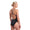 athlete wearing the Zone3 strap back swimsuit in black. back facing close up on a white background. 