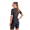 A woman wearing the Zone3 Aeroforce-X II short sleeve trisuit on a white background.
