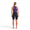 back of a woman wearing a black Streamline Sleeveless Swimskin on a white background.