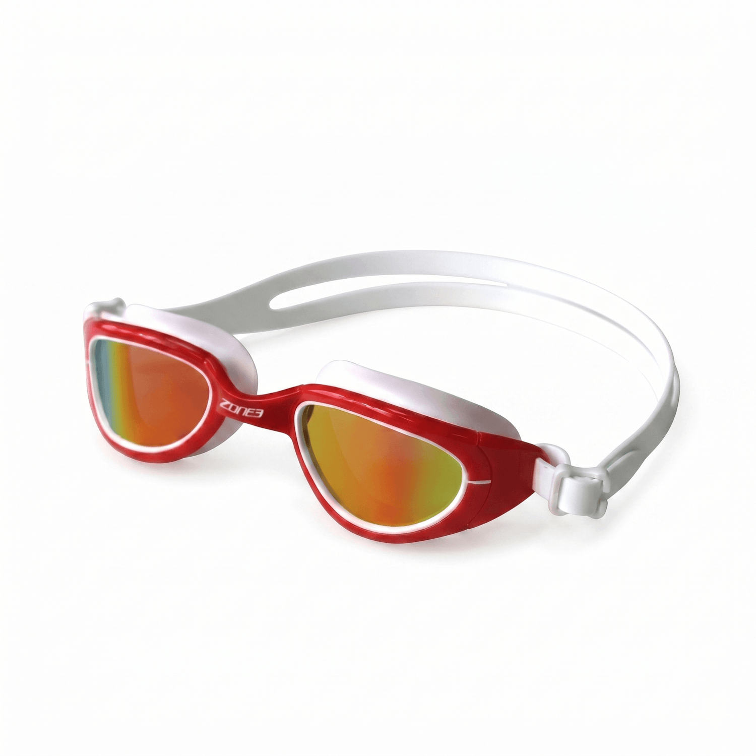 Red White Attack Swim Goggles on a white background 