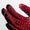 Close-up of Neoprene Gloves with a red and black design, ideal for cold water swimming.