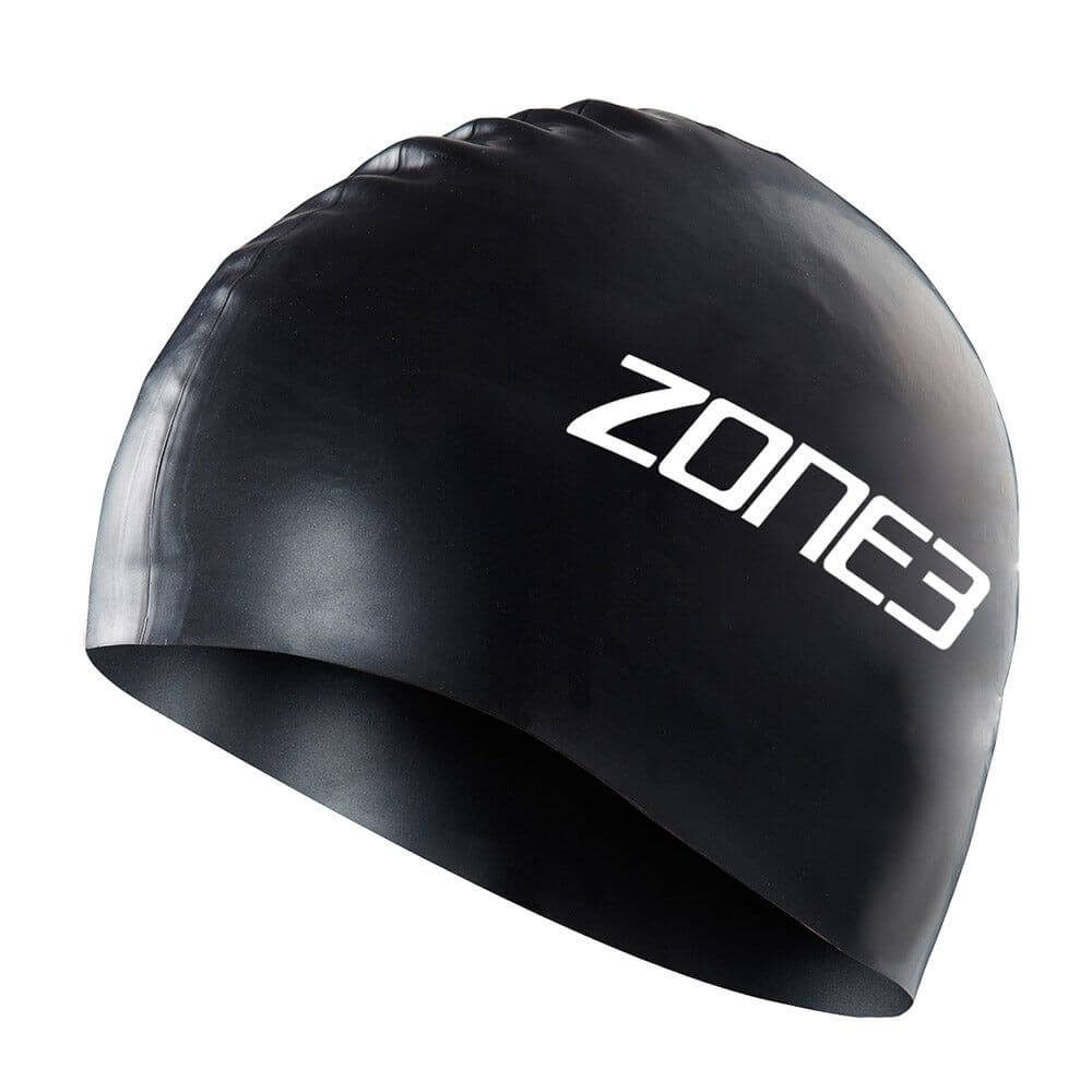 A Zone3 48g silicone swim cap on a white background.