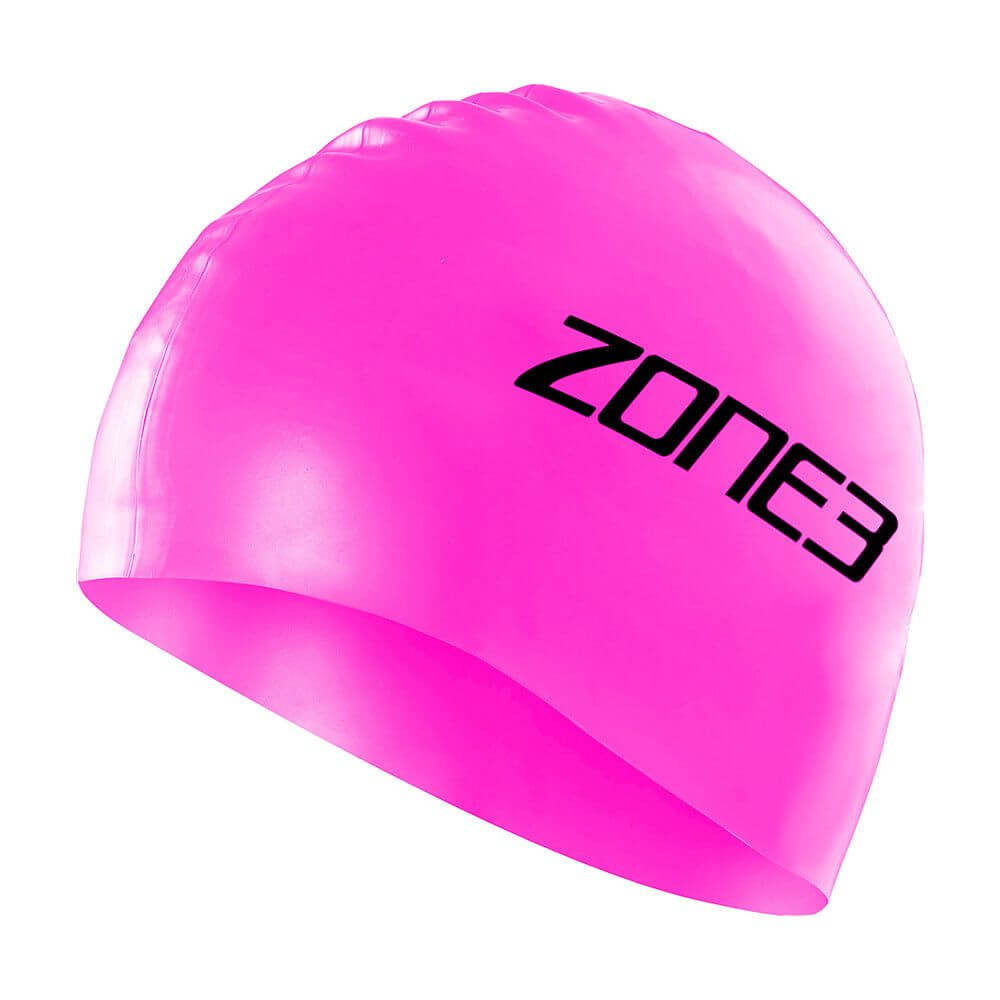 A Zone3 48g silicone swim cap on a white background.
