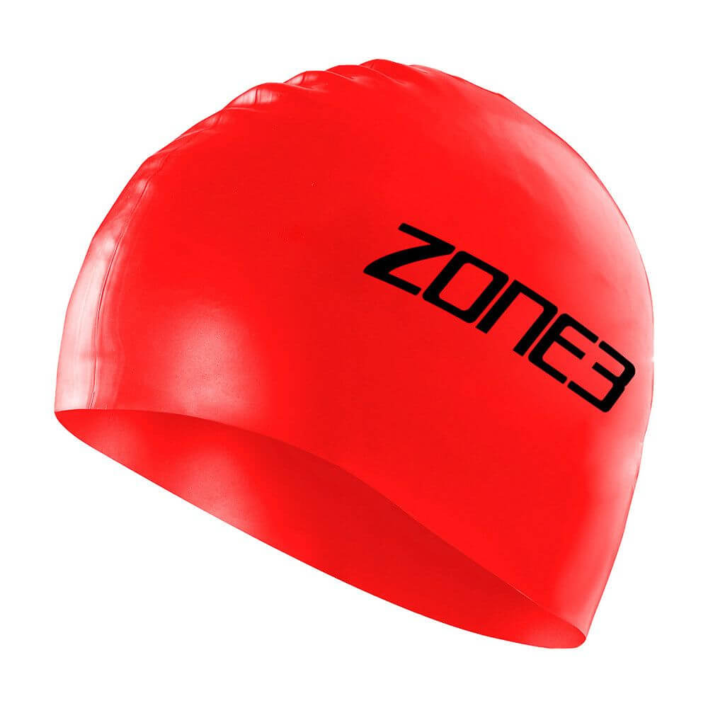 A Zone3 48g silicone swim cap on a white background.