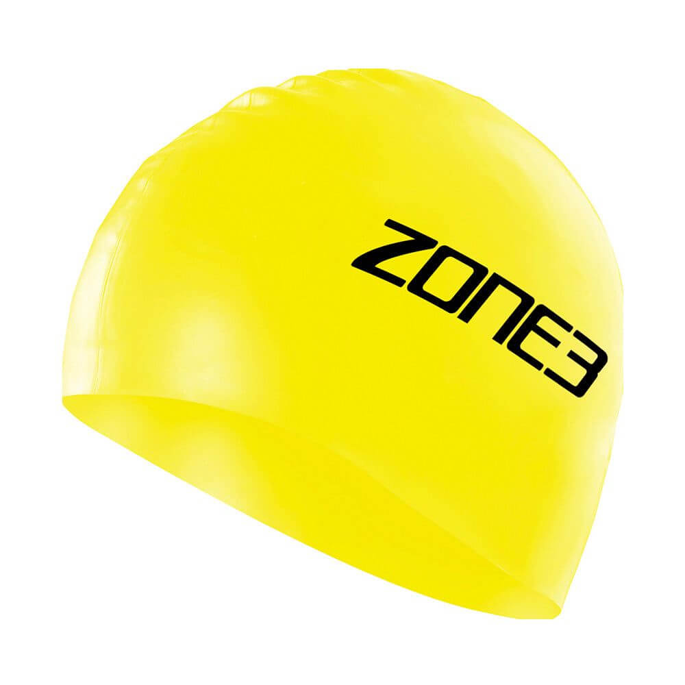 A Zone3 48g silicone swim cap on a white background.