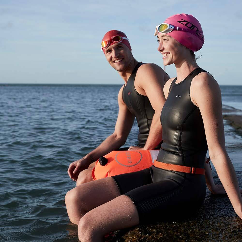 A Zone3 48g silicone swim cap on a white background.