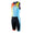 Front view of the ZONE3 Activate+ men's sleeveless trisuit with a gradient design in blue, yellow, and orange. Features a front zip and black shorts section.