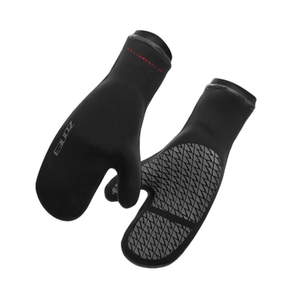 Zone3 Heat-Tech neoprene swim mitts on a white background.