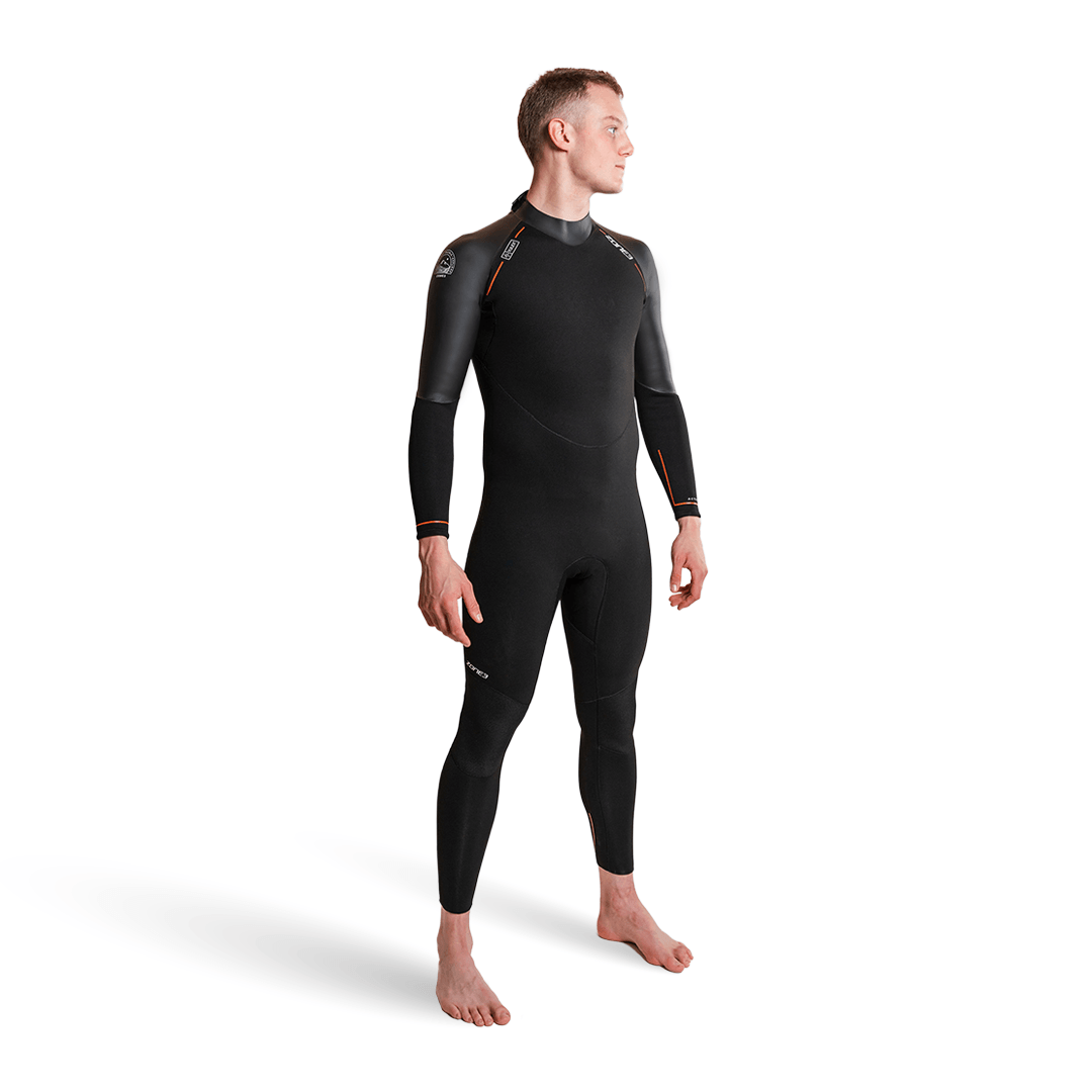 Active-Flex Wetsuit on a male model, showcasing its flexible and durable design for water sports.
