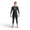 Front view of a man wearing a black Vision wetsuit with teal accents and subtle graphic panels