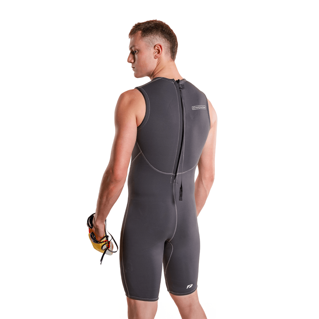 Man wearing Yulex(R) Kneeskin on white background